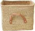 Rice kleiner Raffia-Korb mit Leder-Griffen
