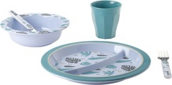 Beaba - Kindergeschirrset Jungle - Weiss und Grau und Hellblau