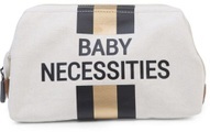 Childhome Kulturbeutel Baby Necessities Canvas Off White Streifen Schwarz / Gold