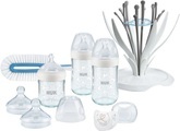 Nuk, NUK Nature Sense Glasflaschen Set, mit Multi Dry Trockenständer und Genius Nuggi