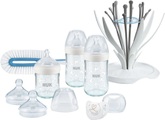 NUK Nature Sense Glasflaschen Set, mit Multi Dry Trockenständer und Genius Nuggi