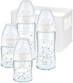 NUK Glasflaschen Starter Set First Choice?, Silikonsauger ab der Geburt, Temperature Control Sterne