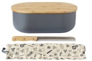 Pebbly Brotkasten m. Schneidebr., Messer, Brotbeutel, Slate