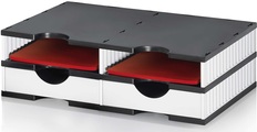 styro, Sortierstation Set Styro styrodoc Trio, 4 Fächer, weiß-schwarz/weiß