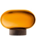 Oblate Vase Laterne Ø28cm, H19.5cm - amber walnuss