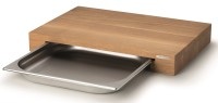 Continenta, 6x Eiche Schneidebrett m. Edelstahl Schublade, 48x32.5x6 cm