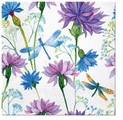 Diverse, Servietten Lunch 20x Blume mit Libelle, 33x33cm