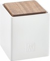 Keramik Box, mittel, weiss, Deckel Sapelliholz, 850ml