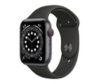 APPLE Watch Series 6 (GPS + Cellular) 44 mm - Smartwatch (140 - 220 mm, Fluorelastomer, Space Grau/Schwarz)