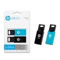 HP - (2er Set) 64GB USB 2.0 Speicher Stick mit 140 Mbit/s Lesegeschwindigkeit (HPFD212-64) - Schwarz / Blau