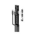(18cm) 9in1 USB C Ladekabel Aufbewahrungsbox mit USB A / Micro USB / Apple Lightning Adapter inkl. Handschlaufe - Schwarz