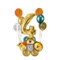 (19-tlg. Set) Geburtstags Party Ballons Luftballons Latex- und Folienballon Motto Party Safari - Zahl 4