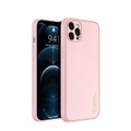 Dux Ducis - iPhone 12 Pro Max Galvanisierte Hardcase Hülle mit Lederüberzug - Rosa