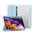 Dux Ducis - Samsung Galaxy Tab S8 / Tab S7 Leder Tasche Smart Cover Schutzhülle + Apple Pencil Halter - Hellblau