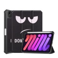 iPad Mini 6 (2021) Leder Tasche Smart Cover + Apple Pencil Halterung Don't Touch Me - Schwarz