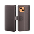 iPhone 13 Echtleder Tasche Flip Cover mit Kartenfächer - Dunkelbraun
