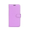 iPhone 14 Leder Tasche Flip Cover Litchi Look - Lila