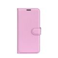 iPhone 14 Plus Leder Tasche Flip Cover Litchi Look - Rosa