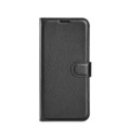 iPhone 14 Pro Max Leder Tasche Flip Cover Litchi Look - Schwarz