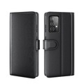 Samsung Galaxy A52s 5G / A52 (5G) Echtleder Tasche Hülle Flip Cover mit Kartenfach - Schwarz