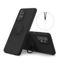 Samsung Galaxy A52s 5G / A52 (5G) Silikon Case Hülle + Magnetischer Kickstand Haltering - Schwarz (Matt)