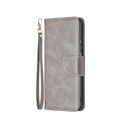 Sonstige Marke, Samsung Galaxy A13 Leder Tasche Flip Cover mit Kartenfach + Handschlaufe - Grau