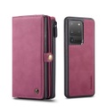 Caseme - Samsung Galaxy S20 Ultra / S20 Ultra 5G 3in1 Leder Tasche + Magnet Hardcase Karten Etui - Dunkelrot