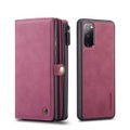 Caseme - Samsung Galaxy S20 FE / S20 FE 5G 3in1 Leder Tasche + Magnet Hardcase Karten Etui - Dunkelrot