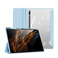 Dux Ducis - Samsung Galaxy Tab S8 Ultra Leder Tasche Smart Cover Schutzhülle + Apple Pencil Halter - Hellblau