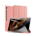 Dux Ducis - Samsung Galaxy Tab S8 Ultra Tasche Smart Cover Hülle Stoff Design mit Apple Pencil Halterung - Rosa