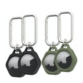 (4er Set) UAG Urban Armor Gear - Apple AirTag Silikon Schutzhülle Scout + Karabinerhaken (163208M14072) - Black / Olive Drab
