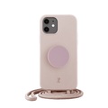 PopSockets - (by Just Elegance) iPhone 11 3in1 Necklace Gummi Hülle + Handykette (150cm) + PopSockets (30043) - Rose Breath