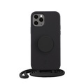 PopSockets - (by Just Elegance) iPhone 11 Pro 3in1 Necklace Gummi Hülle + Handykette (150cm) + PopSockets (30048) - Schwarz
