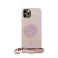 PopSockets - (by Just Elegance) iPhone 11 Pro Max 3in1 Necklace Gummi Hülle + Handykette (150cm) + PopSockets (30056) - Rose Breath