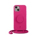PopSockets - (by Just Elegance) iPhone 13 3in1 Necklace Gummi Hülle + Handykette (150cm) + PopSockets (30065) - Orchid Flower