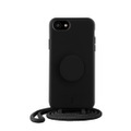 PopSockets - (by Just Elegance) iPhone SE (2022/2020) / 8 / 7 / 6S 3in1 Necklace Gummi Hülle + Handykette (150cm) + PopSockets (30007) - Schwarz