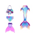 (4-tlg. Set) Kinder Meerjungfrauen Badeanzug Mono Flosse inkl. Bikini Set - Lila