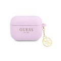 Guess - AirPods Pro Silikon Schutzhülle + Logo Anhänger (GUAPLSC4EU) - Lila / Gold
