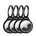 (4er Set) ITSkins - Apple AirTag Solid Anhänger Gummi Case Hülle Schlüsselanhänger - Schwarz