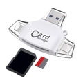 4in1 USB Mini Kartenlesegerät Card Reader Lightning / Micro USB / USB C / MicroSD & SD Karte - Weiss