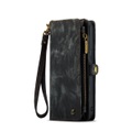 Caseme - iPhone 14 Plus 2in1 Echtleder Tasche + Magnet Hardcase Karten Etui - Schwarz