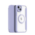 Dux Ducis - iPhone 14 Plus MagSafe Hybrid Leder Tasche + Kunststoff Rückseite - Lila / Transparent