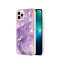 iPhone 14 Pro Gummi Case Hülle Galvanisierter Rahmen Marble Marmor Design - Violett / Roségold