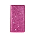 iPhone 14 Pro Flip Wallet Cover Leder Tasche Glitzer Optik - Pink