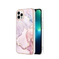 iPhone 14 Pro Max Gummi Case Hülle Galvanisierter Rahmen Marble Marmor Design - Rosa / Roségold