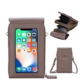 Sonstige Marke, (19.5x11.5cm) Universal Handy Leder Umhänge Tasche mit Sichtfenster - Dunkelbraun