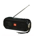 3in1 Bluetooth 5.0 Lautsprecher FM Radio Solar Power Bank 1200mAh + Taschenlampe (MicroSD Slot + Aux In) - Schwarz