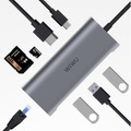 Wiwu - USB C Multiport Adapter mit USB C / 4K HDMI / 3x USB 3.0 / Gigabit Ethernet LAN / SD & Micro SD Kartenlesegerät - Dunkelgrau (Space Grau)