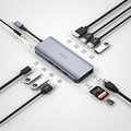 Wiwu - USB C Multiport Adapter mit USB C / 4K HDMI / 3x USB 3.0 / 3 x USB 2.0 / Gigabit Ethernet LAN / 3.5mm Klinke / SD & Micro SD Kartenlesegerät - Dunkelgrau (Space Grau)
