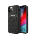 AMG Mercedes Benz - iPhone 12 Pro Max Echtleder Hardcase Hülle Curve (AMHCP12LOSDBK) - Schwarz